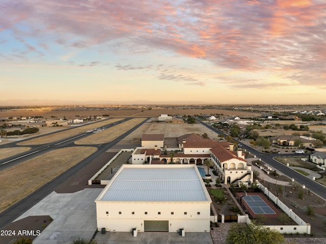 view of aerial view at dusk