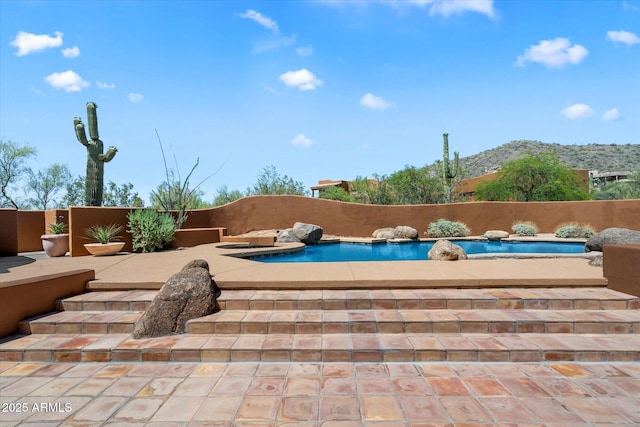 7728 E Mary Sharon Dr, Scottsdale, AZ 85266 - view of pool with a mountain view and a patio area