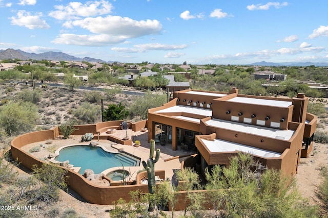 7728 E Mary Sharon Dr, Scottsdale, AZ 85266 - view from above of property featuring mountains and a pool area