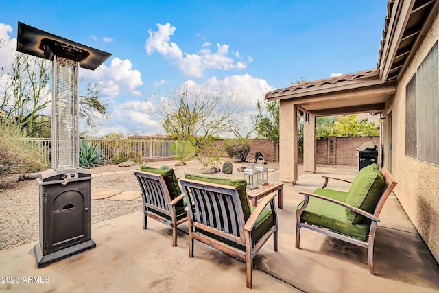 view of patio / terrace with a fenced backyard and grilling area