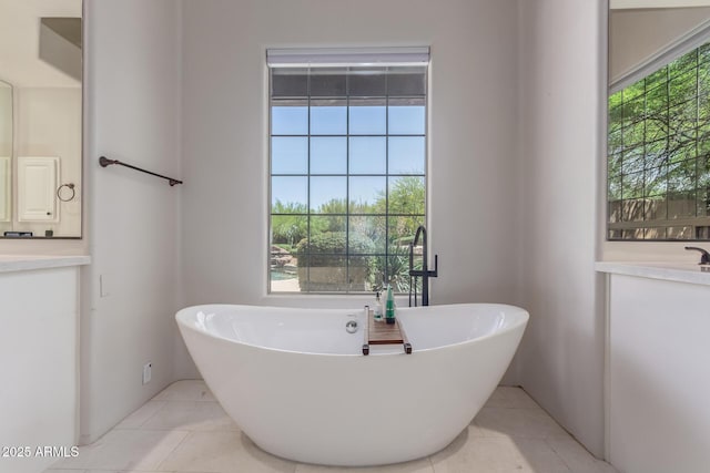 14619 E Desert Vista Trl, Scottsdale, AZ 85262 - bathroom with a freestanding bath and tile patterned flooring