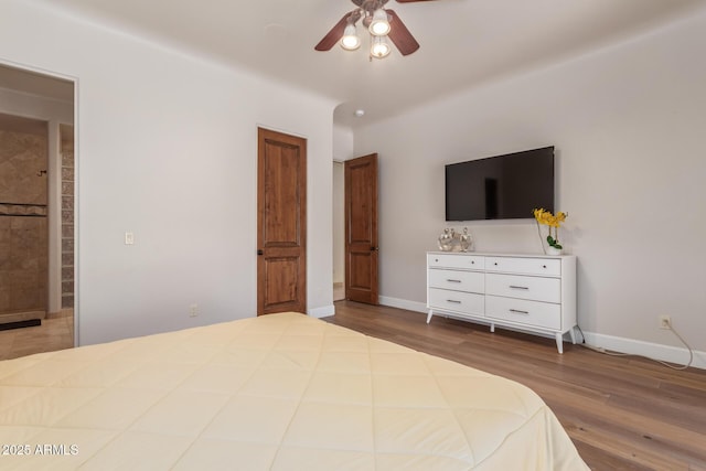 14619 E Desert Vista Trl, Scottsdale, AZ 85262 - bedroom featuring wood finished floors, baseboards, and ceiling fan