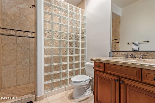 14619 E Desert Vista Trl, Scottsdale, AZ 85262 - full bath with tiled shower, tile patterned floors, toilet, and vanity