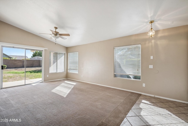9422 W Monroe St, Peoria, AZ 85345 - tiled empty room with lofted ceiling and a ceiling fan