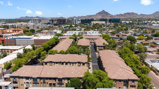 aerial view with a mountain view