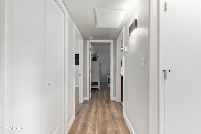 corridor with light wood-type flooring