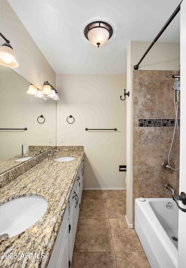 1158 N Barkley St, Mesa, AZ 85203 - bathroom featuring double vanity,  shower combination, and tile patterned floors