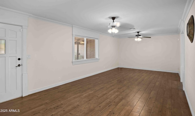 1158 N Barkley St, Mesa, AZ 85203 - spare room with ceiling fan, crown molding, and dark wood finished floors