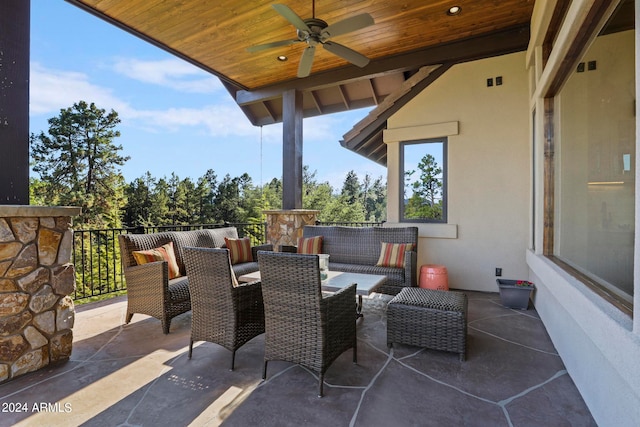 view of patio with ceiling fan