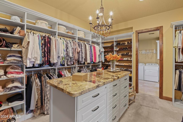 spacious closet with separate washer and dryer