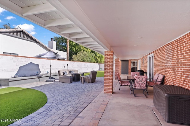 view of patio / terrace with an outdoor hangout area