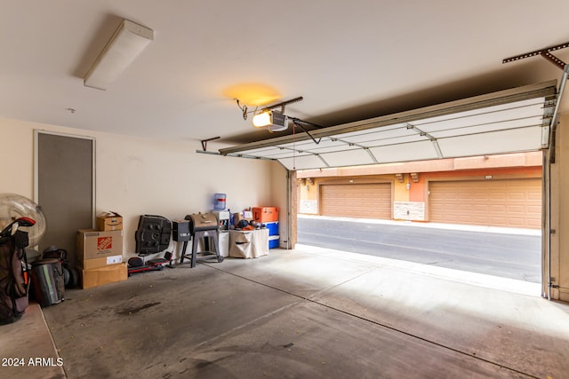 garage with a garage door opener