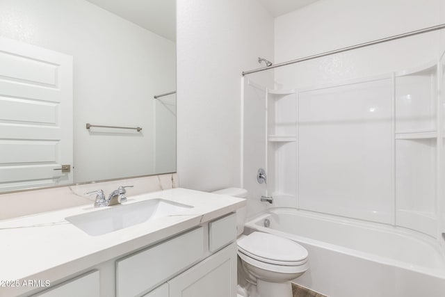 full bathroom with vanity, toilet, and bathtub / shower combination