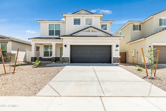 view of front of property with a garage