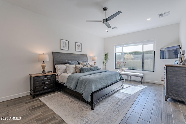 bedroom featuring ceiling fan