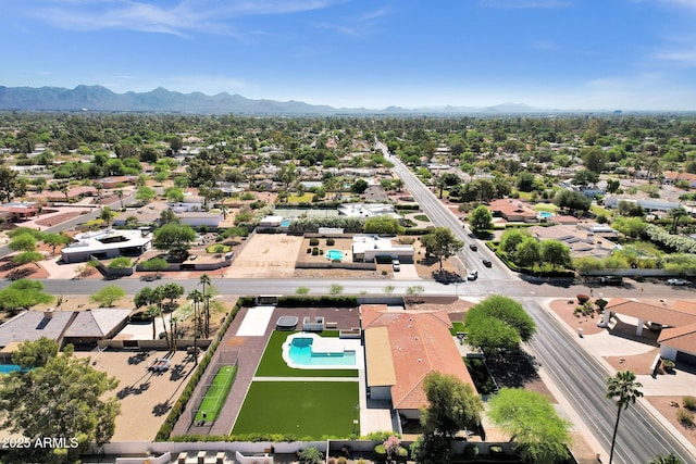5112 E Cholla St, Scottsdale, AZ 85254 - aerial perspective of suburban area featuring a pool area and mountains
