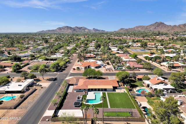 5112 E Cholla St, Scottsdale, AZ 85254 - aerial perspective of suburban area featuring a pool area and a mountainous background