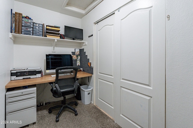 home office featuring carpet flooring