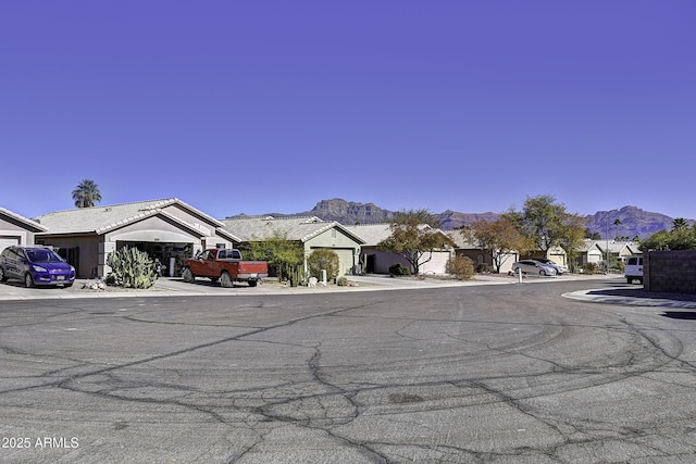 view of street with a mountain view