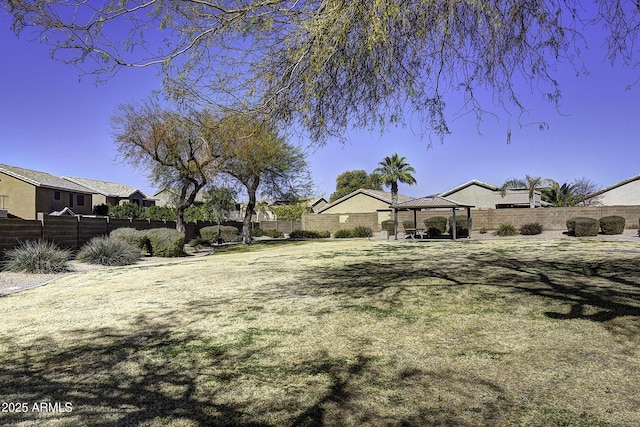 view of yard with a gazebo