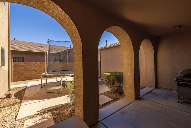 view of patio / terrace with a trampoline