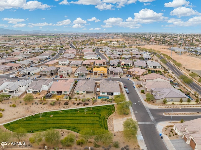 bird's eye view with a mountain view