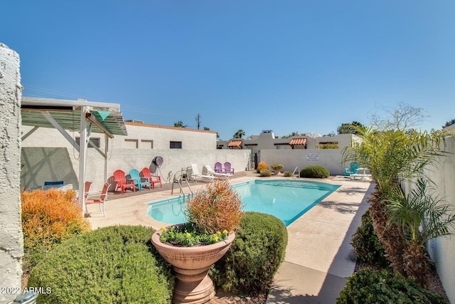 view of swimming pool with a patio