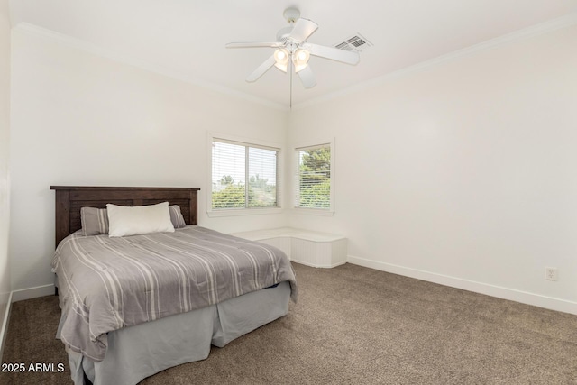 3772 E Leah Ln, Gilbert, AZ 85234 - carpeted bedroom with ornamental molding and a ceiling fan