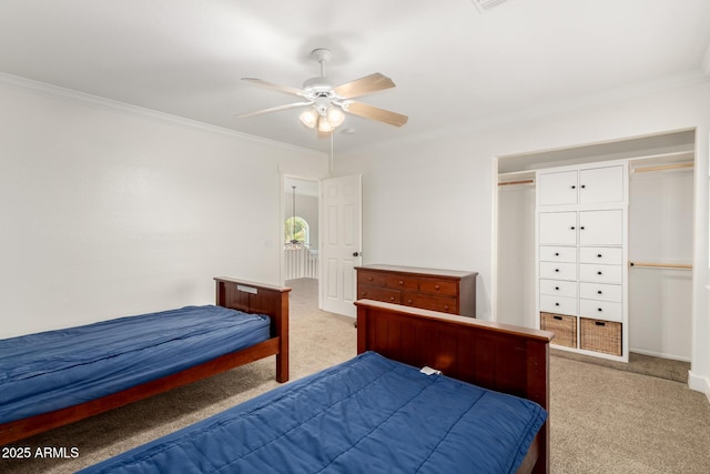 3772 E Leah Ln, Gilbert, AZ 85234 - carpeted bedroom featuring ornamental molding and a ceiling fan