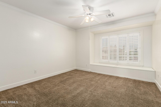 3772 E Leah Ln, Gilbert, AZ 85234 - unfurnished room featuring carpet floors, ceiling fan, and ornamental molding