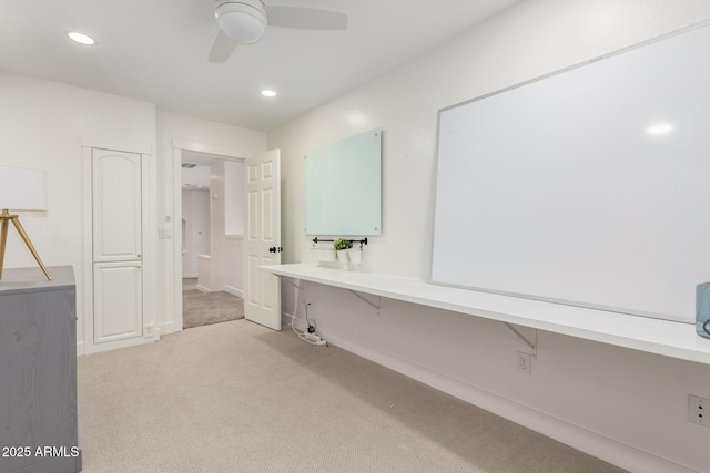 3772 E Leah Ln, Gilbert, AZ 85234 - bathroom with ceiling fan, recessed lighting, and water heater