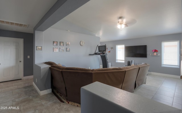 view of tiled living room