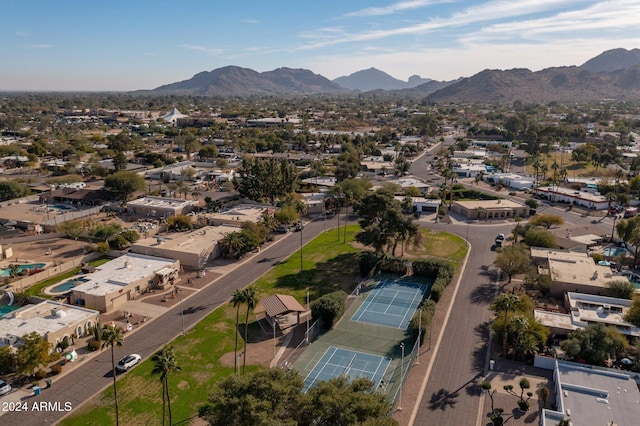 drone / aerial view with a mountain view