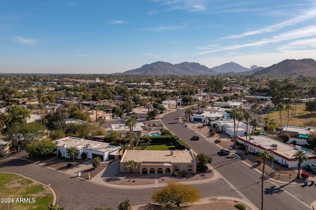 drone / aerial view with a mountain view