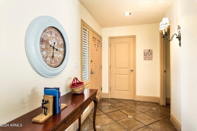 8638 E Paraiso Dr, Scottsdale, AZ 85255 - doorway to outside with tile patterned floors, baseboards, and recessed lighting