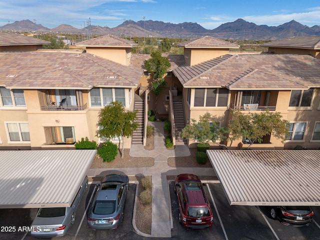 view of front of home with a mountain view