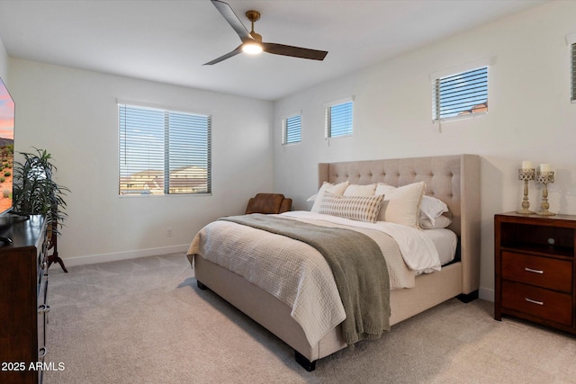 5661 S Dante, Mesa, AZ 85212 - bedroom with light colored carpet, baseboards, and ceiling fan