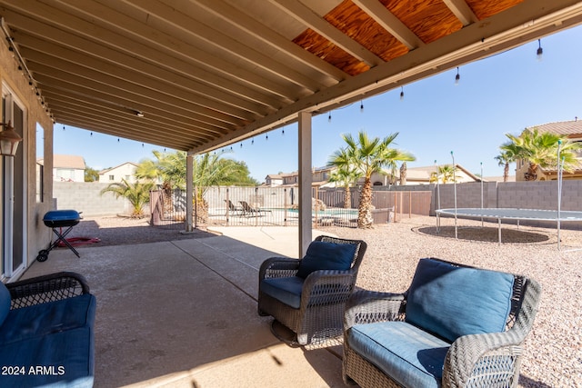 view of patio / terrace featuring a trampoline