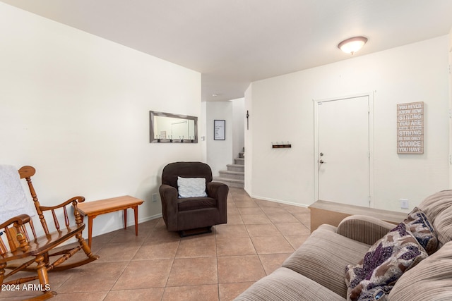 view of tiled living room