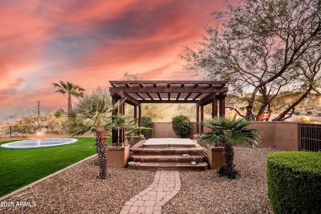 14760 E Paradise Dr, Fountain Hills, AZ 85268 - view of yard featuring an outdoor hot tub and a pergola