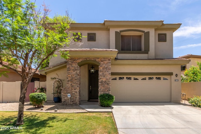 1925 W Olive Way, Chandler, AZ 85248 - mediterranean / spanish house featuring an attached garage, stucco siding, and driveway