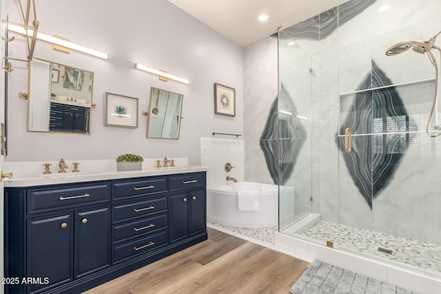 1925 W Olive Way, Chandler, AZ 85248 - full bath featuring a bath, wood finished floors, a shower stall, and double vanity