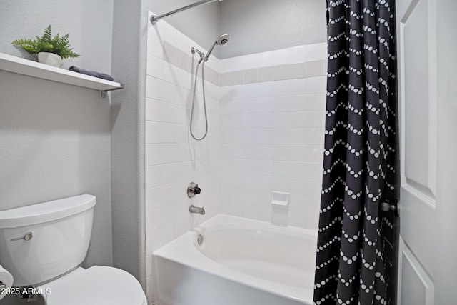 3236 E Chandler Blvd Unit 2018, Phoenix, AZ 85048 - full bathroom with shower / tub combo with curtain and a textured wall
