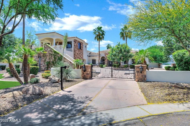 2527 E Beechnut Ct, Chandler, AZ 85249 - view of front facade featuring driveway, a gate, a fenced front yard, and a tile roof