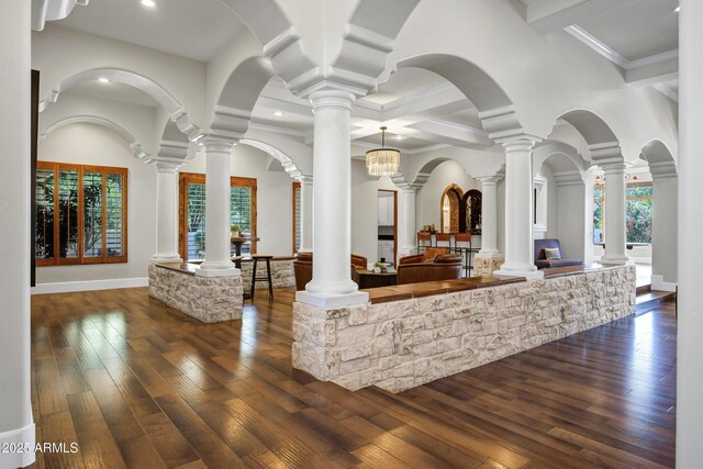 2527 E Beechnut Ct, Chandler, AZ 85249 - common area with beam ceiling, recessed lighting, coffered ceiling, and ornamental molding