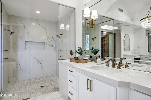 2527 E Beechnut Ct, Chandler, AZ 85249 - full bathroom featuring a marble finish shower, vanity, and recessed lighting
