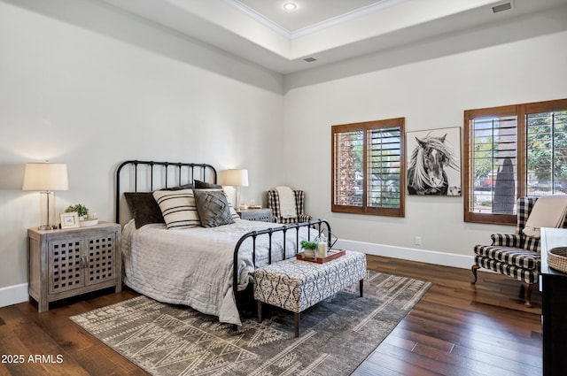 2527 E Beechnut Ct, Chandler, AZ 85249 - bedroom featuring crown molding, wood-type flooring, baseboards, and recessed lighting