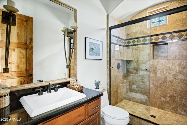 2527 E Beechnut Ct, Chandler, AZ 85249 - bathroom with a shower stall, toilet, and vanity