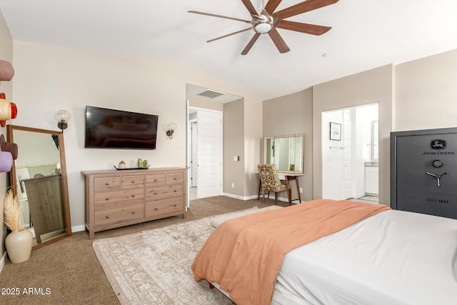 9624 E Thunderbolt Ave, Mesa, AZ 85212 - bedroom featuring lofted ceiling, carpet floors, and ensuite bath