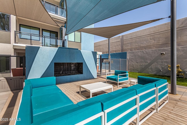 3131 N Central Ave Unit 3004, Phoenix, AZ 85012 - view of patio featuring an outdoor living space with a fireplace